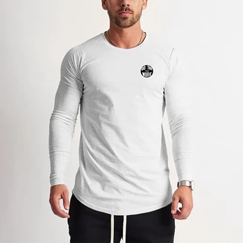 Muscleguys Prekės Marškinėliai Vyrams, ilgomis Rankovėmis T-shirt Vyras Fitneso T-shirt Slim Tinka Palaidi Atsitiktinis Medvilnės Marškinėliai Vyrų Plius Dydis