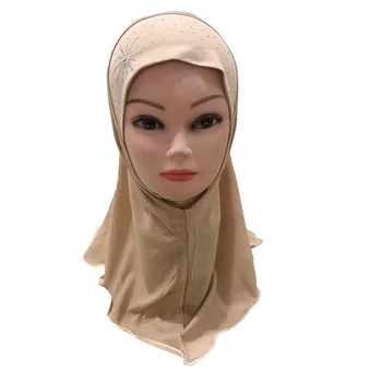 Musulmonų Vaikai Hijab šalikas Islamo merginos deimantų Skarelė One Piece Vaikų Ramadanas Artimųjų Rytų Pilnas draudimas galvos apsiaustas hijabs