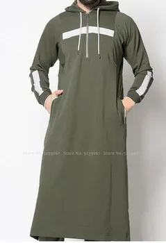 Musulmonų Vyrų Jubba Thobe arabų Islamo Drabužių ilga Suknelė Saudo Arabija Skraiste Abaja Dubajus Prarasti Palaidinė Kaftan Megztinis Hoodies Viršūnės