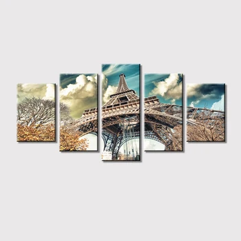 Namo Drobės Nuotraukų Dekoravimo 5 Skydelis Eifelio Bokštas Pastatas Spaudinių Plakatas Modulinės Sienos Kambarį Rėmelių Tapyba