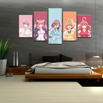 Namų Dekoro Plakato Nuotraukas Spausdina Drobės 5 Gabalas Modulinės Esmingiausia Quintuplets Anime Kambarį Dekoratyvinis Paintin