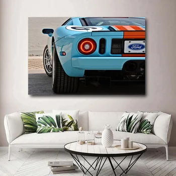 Namų Dekoro Spaudinių Tapybos Ford GT Super Automobilio Nuotraukos Sienos Meno Modulinės Šiuolaikinės Drobė Lenktynių Automobilių Plakatas Lovos Fone