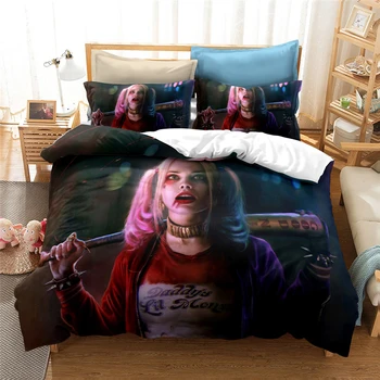 Namų Tekstilės 3d Harley Quinn Spausdinti Patalynės Komplektas Filmą Savižudžių Būrys Joker Merginos Antklode Padengti Nustato Europa/JAV/Australija Dydis