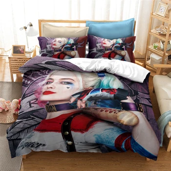 Namų Tekstilės 3d Harley Quinn Spausdinti Patalynės Komplektas Filmą Savižudžių Būrys Joker Merginos Antklode Padengti Nustato Europa/JAV/Australija Dydis