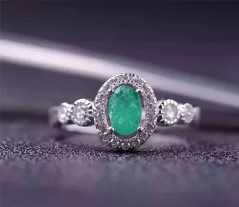 Natūralus žaliasis smaragdas, perlas Žiedas Natūralus akmuo žiedas 925 sterlingas sidabro madinga, Elegantiška, miela apvalios moterys šalis dovana, Papuošalai