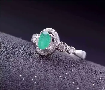 Natūralus žaliasis smaragdas, perlas Žiedas Natūralus akmuo žiedas 925 sterlingas sidabro madinga, Elegantiška, miela apvalios moterys šalis dovana, Papuošalai