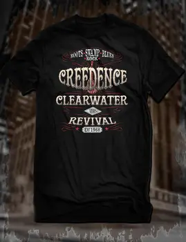 Nauja Juoda Creedence Clearwater Revival T-Shirt Ccr Tee Pasisekė Sūnus Pelkė Roko 2019 Naujas Vasaros Vyrų Medvilnės Trumpomis Rankovėmis T-Shirt