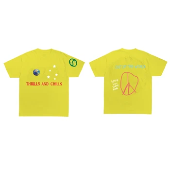 Nauja siunta Scott Travis Tshirts Iš Pasaulio Laišką, Print T Shirt Vyrai Moterys ASTROWORLD T-Shirt Cactus Jack Hip-Hop Tee Viršūnės