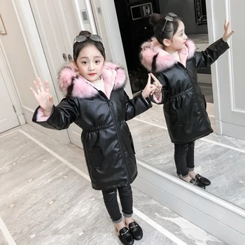 Nauja vaikų žiemos aksomo švarkas vandeniui parkas šiltų viršutinių drabužių siuvimas gobtuvu paltai mergaitėms Outwear Odos Snowsuit švarkelis
