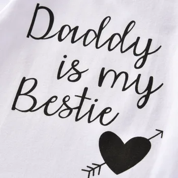 Naujagimio Mergaičių Drabužius Mielas ilgomis Rankovėmis Tėtis yra mano ie T-shirt Viršūnes+Kelnės+Lankelis 3Pcs Rudenį Kūdikių Drabužių Rinkinys