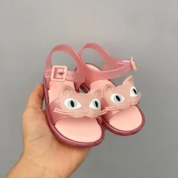 Naujas 2021 Vaikų Vasaros Sandalai Mergaitėms paties stiliaus mini melissa Cute Kačių želė batai Princesė PVC minkšti Saldainiai Paplūdimio Sandalai MN041