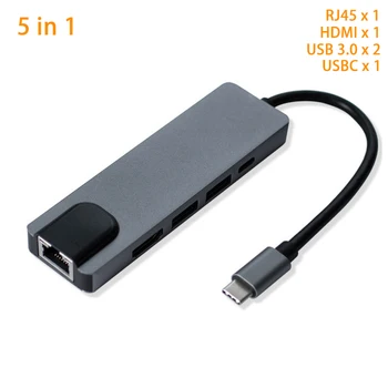 NAUJAS 8 1 C Tipo Hub USB C iki HDMI, VGA, USB 3.0 Prievadus, SD/TF Reader RJ45 1000M USB-C Maitinimo Pristatymo už 