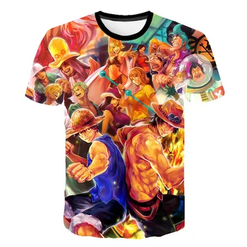Naujas Anime One Piece 3D Atspausdintas t-shirt Portagas D Ace marškinėliai Vaikų Vasaros drabužių Vaikams Laisvalaikio T-shirt O-Neck T Marškinėliai