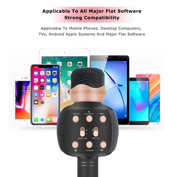 Naujas Atnaujinti Iš Ws858 Karaoke Bluetooth Mikrofonas WithSpeaker Belaidis Kompiuterio Telefonas Įrašymo Dovanas Vaikams Andriod&IOS