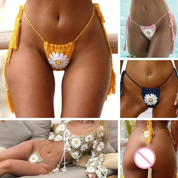 Naujas Atvykimo Rankų Darbo Nėriniais Ir Gėlių Micro Bikini G Thong Eilutė Paplūdimio Micro Maudymosi Kostiumai Seksualus Apatinis Trikotažas Rinkiniai 2019