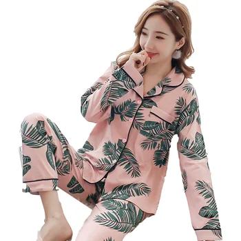 Naujas Dirbtiniais Šilko Pižama naktiniai drabužiai Moterims Nustatyti, Minkštas ir Patogus Animacinių filmų Spalvos Laisvalaikio ilgomis Rankovėmis Sleepwear