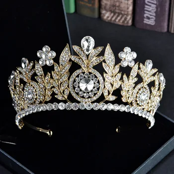 Naujas Mados Baroko Prabanga Kristalų Bridal Crown Rožančiai Aukso spalvos Diadem Rožančiai Moterų Nuotaka Vestuvių Plaukų Aksesuarai