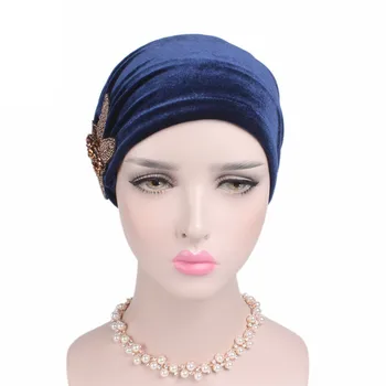Naujas Musulmonų Moterys aksomo, Satino Spausdinti Gėlių Pynimas Turbaną Skrybėlę Vėžio Chemoterapija Chemo Beanies Kepurės Galvą Apvyniokite Plaukų Aksesuarai