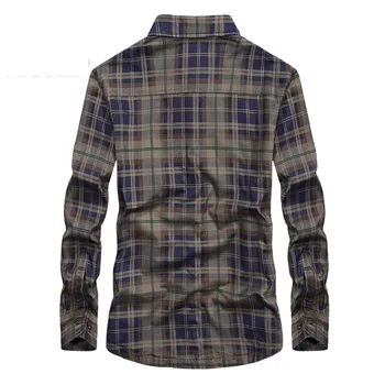 Naujas prekinis ženklas Vyrams Vilnos Pledas Marškiniai Šiltas Aksomo pamušalu Smart Casual ilgomis Rankovėmis Palaidinė Vyrų Mados Rudens-Žiemos Drabužiai, Marškinėliai