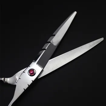 Naujas profesionalus Japonija 440c 5.5 / 6 colių Lazerio vielos plaukų žirklės dantytas geležtės pjovimo kirpykla žirklės, plaukų kirpimo žirklės