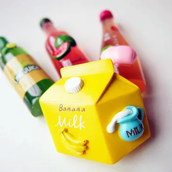 Naujas Rankų darbo Dažytos Bananų Pieno Arbūzas Sulčių 3D Šaldytuvas Magnetai Turizmo Suvenyrai, Šaldytuvas Magnetiniai Lipdukai Dovanų