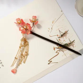 Naujas Retro Stiliaus Gėlių Perlų Karoliukai Žingsnis Purtyti Ilgi Kutai Plaukų Segtukai Įrašus Mediniai Plaukų Šakės Virbai Nuotaka Noiva Vestuvių Vinjetė