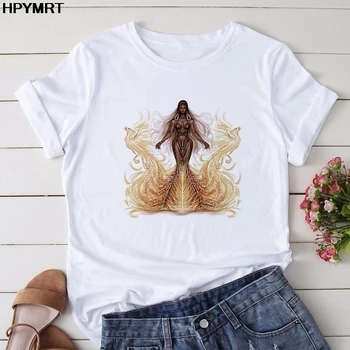 Naujas Sijonas Pagamintas Iš Aukso Liūtai Spausdinti Moterų Marškinėliai Prarasti Moterų Tshirts 90-ųjų Vasaros Viršūnes T-shirt Grafikos Drabužius Elegantiškas Mergina