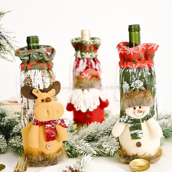 Naujausias Kalėdų Vyno Butelio Dangtelį, Santa Claus Vyno Butelį, Maišelį Kalėdų Dekoracijas Namuose Vakarienės Stalo Dekoras Naujųjų Metų 2021
