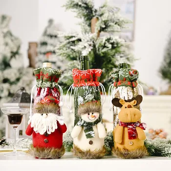 Naujausias Kalėdų Vyno Butelio Dangtelį, Santa Claus Vyno Butelį, Maišelį Kalėdų Dekoracijas Namuose Vakarienės Stalo Dekoras Naujųjų Metų 2021