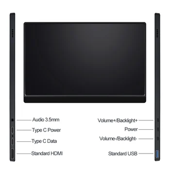 Naujausias Nešiojamasis ekranas 13.3 colių IPS ekranas 3840x2160p 4K UHD su Tipas-C USB, HDMI, skirta išplėsti mobilųjį KOMPIUTERĮ nešiojamas žaidimų