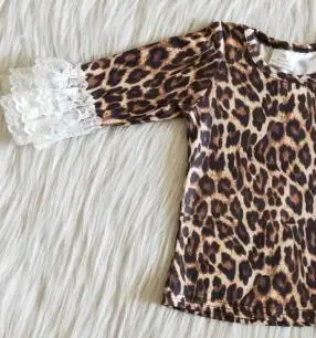 Naujausios konstrukcijos mergaitės 2 dalių rinkinys leopardas spausdinti viršų ir diržas, džinsai mados asmenybės baby girl 2-piece set