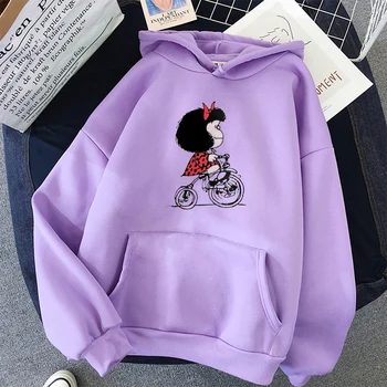 Nauji karšto pardavimo femme hoodies juokinga mafalda grafinis spausdinti moterų žiemos kamšalu palaidinukė drabužių atsitiktinis camiseta mujer hoodie viršūnės