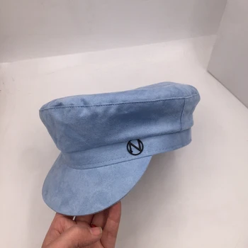 Naujos M faux-fur karinio jūrų laivyno bžūp dirbtiniais suede flat skrybėlę bžūp mergina joker han edition saldus moterų bule skrybėlę, jūrininko kepurė