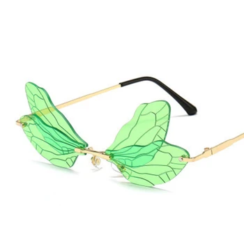 Naujos mados Spalvos laumžirgis, drugelis sparnus akiniai nuo saulės moterims 