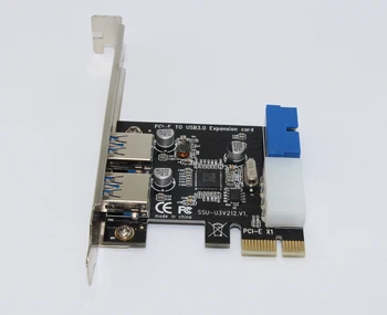 Naujos USB 3.0 PCI-E Išplėtimo Kortelės Adapteris, 2 Išorės Uosto USB3.0 Stebulės Vidaus 19pin Antraštė PCI-E Card 4pin IDE Maitinimo Jungtis