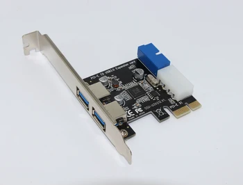 Naujos USB 3.0 PCI-E Išplėtimo Kortelės Adapteris, 2 Išorės Uosto USB3.0 Stebulės Vidaus 19pin Antraštė PCI-E Card 4pin IDE Maitinimo Jungtis