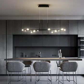 Naujovė modernios led šviestuvo virtuvės sala restoranas, parduotuvė, baras apdailos cilindrų vamzdžių pakabukas ruda / juoda liustra