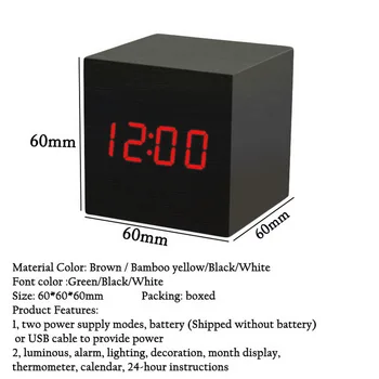 Naujų Kvalifikuotų Skaitmeninių Mediniai LED Laikrodis-Žadintuvas Medienos Retro Glow Laikrodis, Darbalaukio Stalo Dekoro Balso Kontrolės Funkcija, Stalo Įrankiai