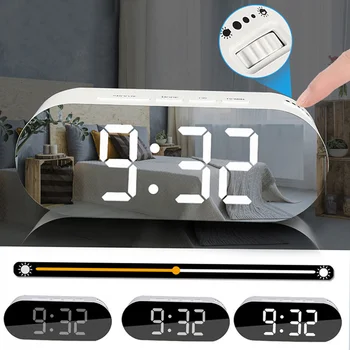 Naujų Namų LED Elektroninis Laikrodis Lentelė Skaitmeninis Laikrodis LED Temperatūros Displėjus Stalo Veidrodis Laikrodžiai Smart Stalo Laikrodis su Termometru