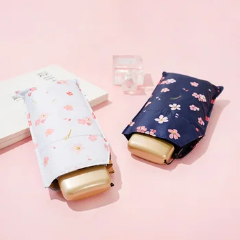 Naujų Pardavimo Cherry Blossom Penkių-Sulankstomas Skėtis Moterų Skėtis Juoda Danga Saulės ir Lietaus, Skėtis Ultra-light mini skėtis