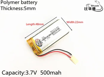 Nemokamas pristatymas 1pcs/daug Litro energijos baterijos 502248 3.7 V 500mAh Įkraunama ličio Li-Polymer Battery GPS,mp3,mp4,mp5,dvd