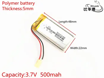 Nemokamas pristatymas 1pcs/daug Litro energijos baterijos 502248 3.7 V 500mAh Įkraunama ličio Li-Polymer Battery GPS,mp3,mp4,mp5,dvd