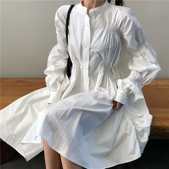 Nereguliarus Marškinėliai Sluoksniuotos Rankovėmis Moteris Suknelė Mados Ilgomis Rankovėmis Prarasti Moterų Suknelės