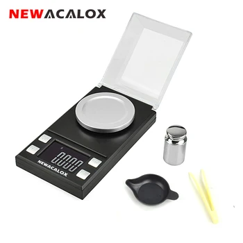 NEWACALOX 50g/100g*0.001 g LCD Skaitmeninis Papuošalai Svarstyklės Lab Svorio Aukšto Tikslumo Skalės Vaistų Nešiojamas Mini Elektroninių Balansas
