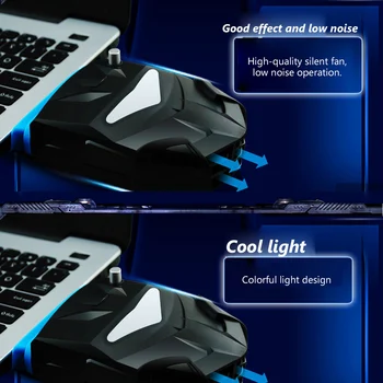 Nešiojamas USB Oro Ištraukimo Nešiojamas Nešiojamojo kompiuterio Aušintuvas Aušinimo Ventiliatorius Radiatoriaus Mažai Triukšmo su spalvotu LED Šviesos