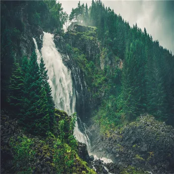 Nitree Miško Kalnų Kraštovaizdžio Peizažas Krioklio Upelio Vandens Užuolaidų Fone Fotostudijos Fotografijos Fone Vinilo