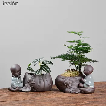 NOOLIM Zen Mažas Vienuolis Keramikos Hydroponic Žaliųjų Augalų Vaza Kūrybos Succulents Konteinerių Office Home Stalo Apdailos Amatai