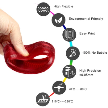 Noulei Lankstus TPU Gijų 3D Spausdinimo 1.75 mm 1 kg spalvotų Raudona Žalia Skaidri 3D Spausdintuvas Medžiagos filamento