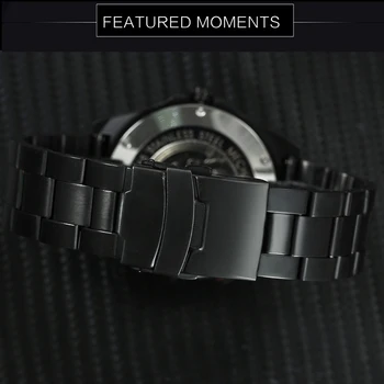 NUGALĖTOJAS Oficialiai Karinės Black Mens Watches Top Brand Prabanga Skeletas Mechaninis Automatinis laikrodis Vyrams, Nerūdijančio Plieno Dirželis Laikrodis