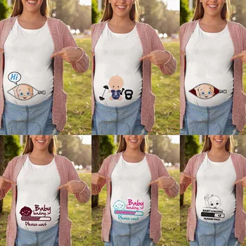 Nėščioms Moterims Motinystės Marškinėliai Topai Mama Drabužiai Moterims Juokinga Modelio Spausdinimo Nėštumo Marškinėliai Ropa Premama Embarazada